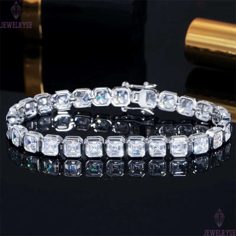 hiphop charm ennis bracele designer for woman man copper plaed chain square AAA zirconia silver whie diamond chains mens braceles womens luxury jewelr