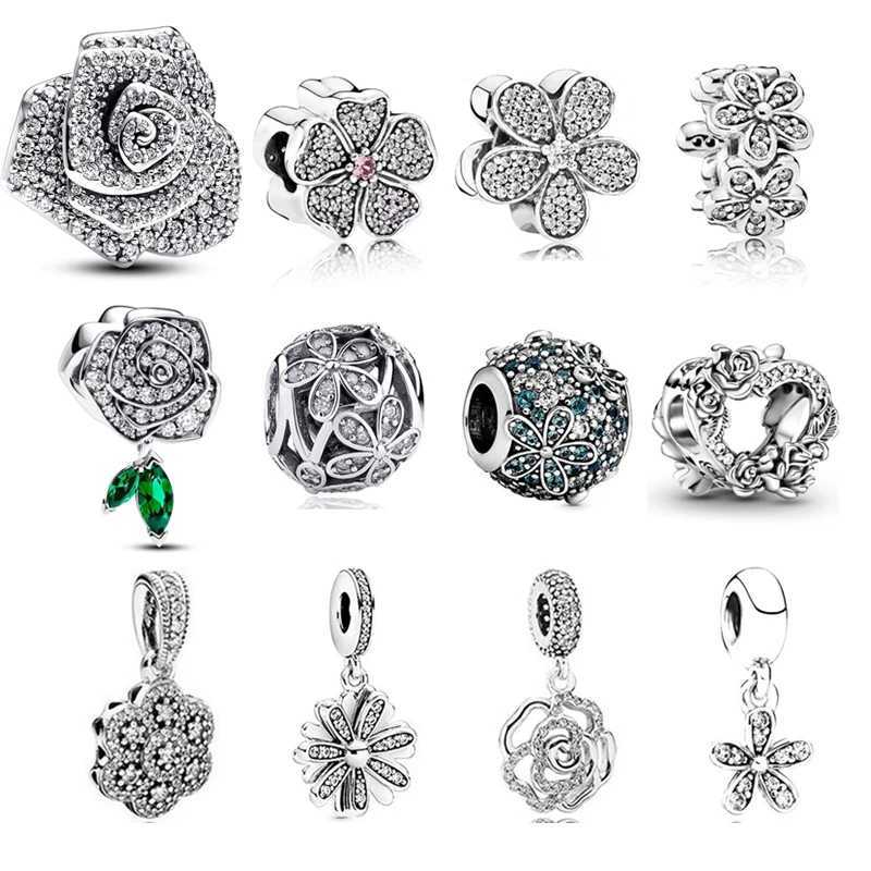 HOT S Sparkling Rose wers Charm Bead Suitable for European Sier Bracelet Bangle Exquisite Jewelry Wen Gift Y251212