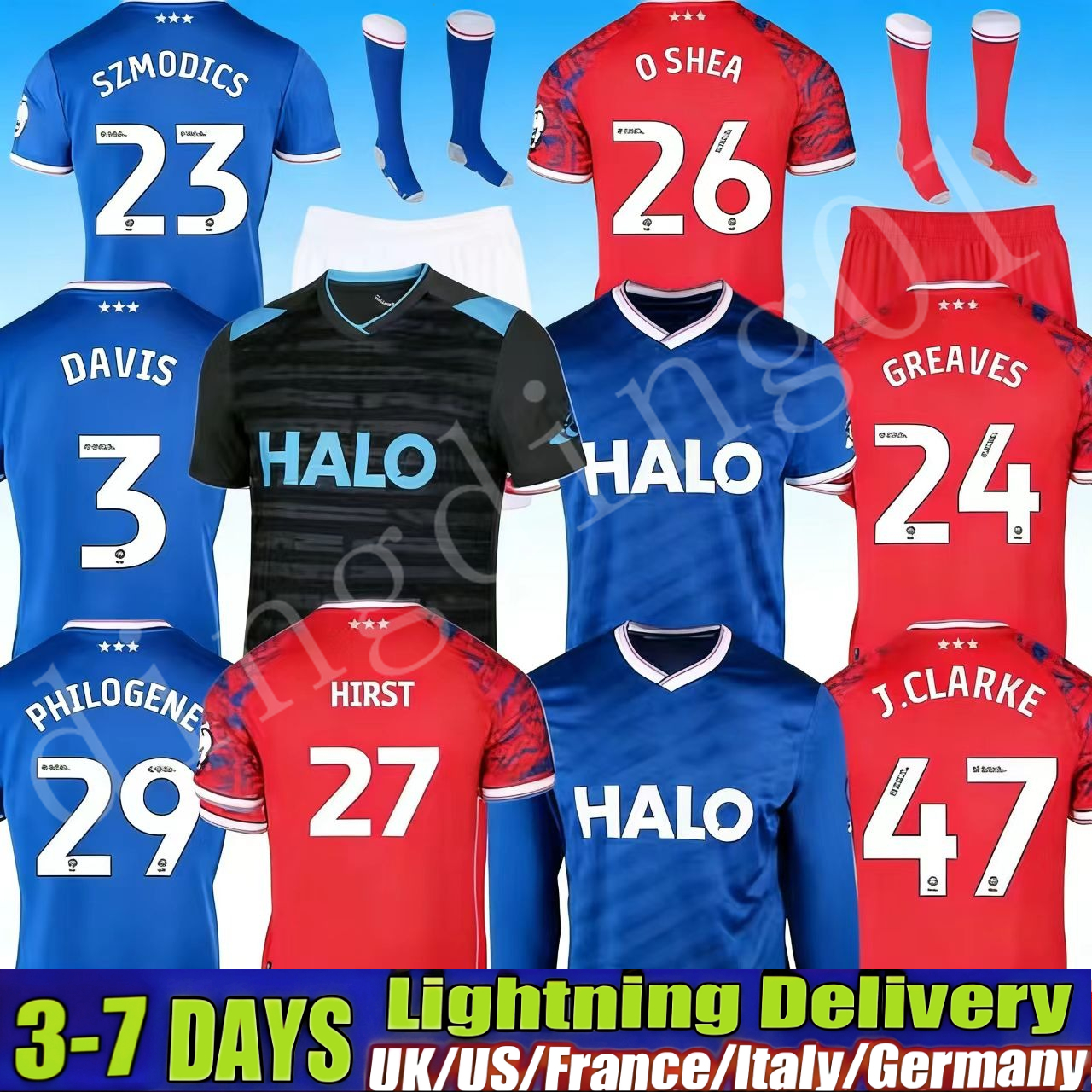 25 26 IpSwIcHs CHAPLIN Soccer Jerseys Tractor Boys Town DELAP CHAPLIN AL-HAMADI SZMODICS MORSY PHILLIPS CLARKE BURGESS O'SHEA men kids kits sock football