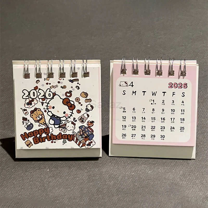 Sanrio 2026 Calendar Desk Cute Hello Kitty Small Calendar Cartoon Kitty Cat Student Memo Calendar Small Desktop Calendars H251212