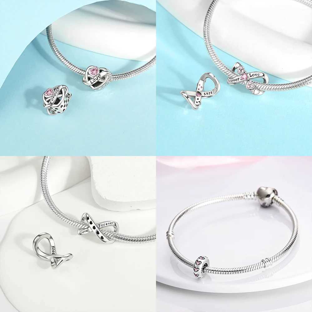 Rose Gold Zircon Beads Fit Bracelet Charms 925 Sier Jewelry Wen Diy Accories Y251212