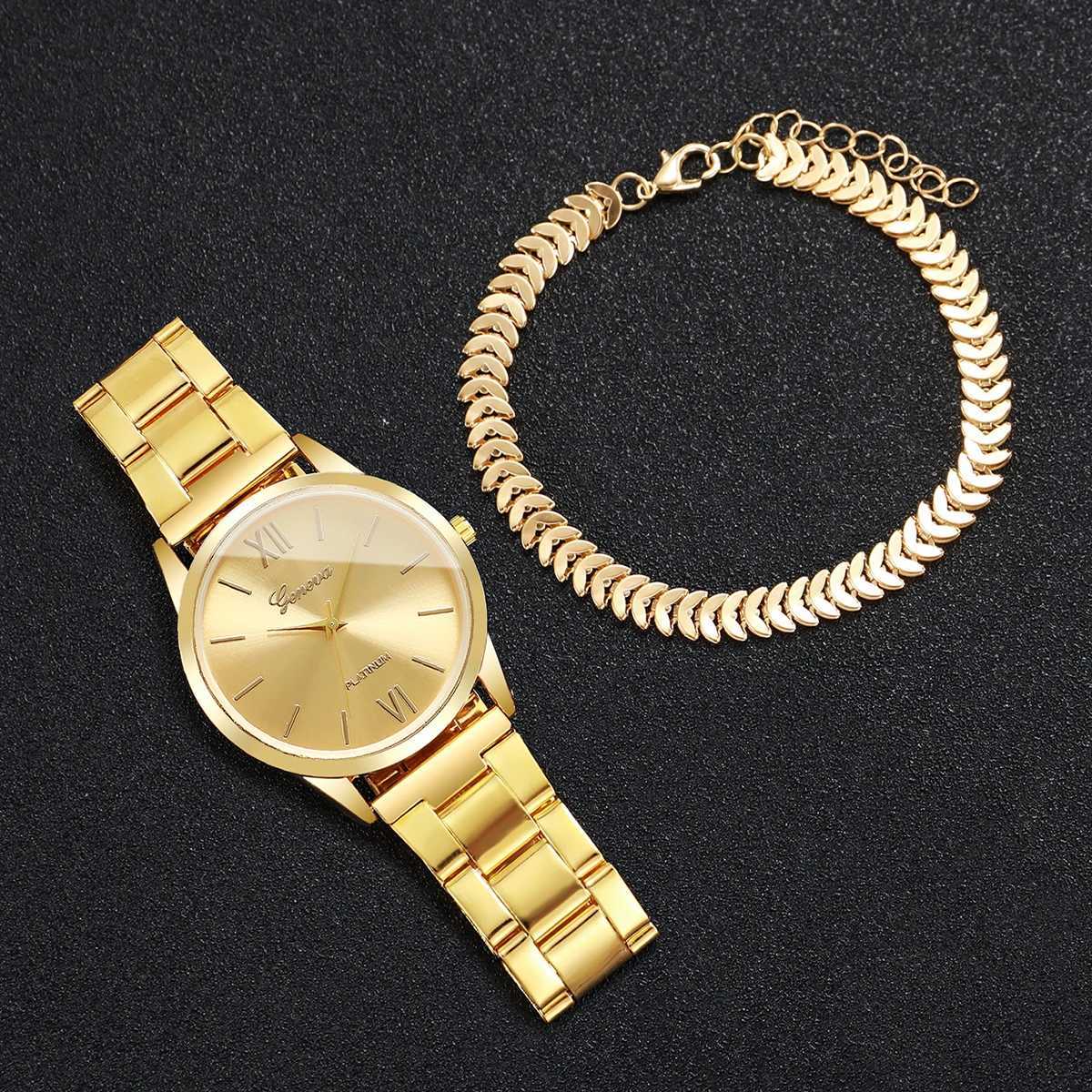 2/4PCS Fashion Roma Dial Ladies Wristwatch Luxury Women Quartz Watches Jewelry Set Reloj Mujer Without Box Y251212