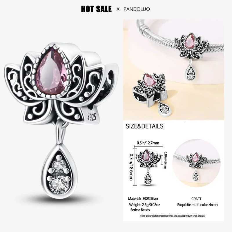 2024 New in Hot S Vintage Lotus She Charm Beads Fits Pan Bracelet Wen 925 Sier Pendant Bead Jewelry Gift Y251212