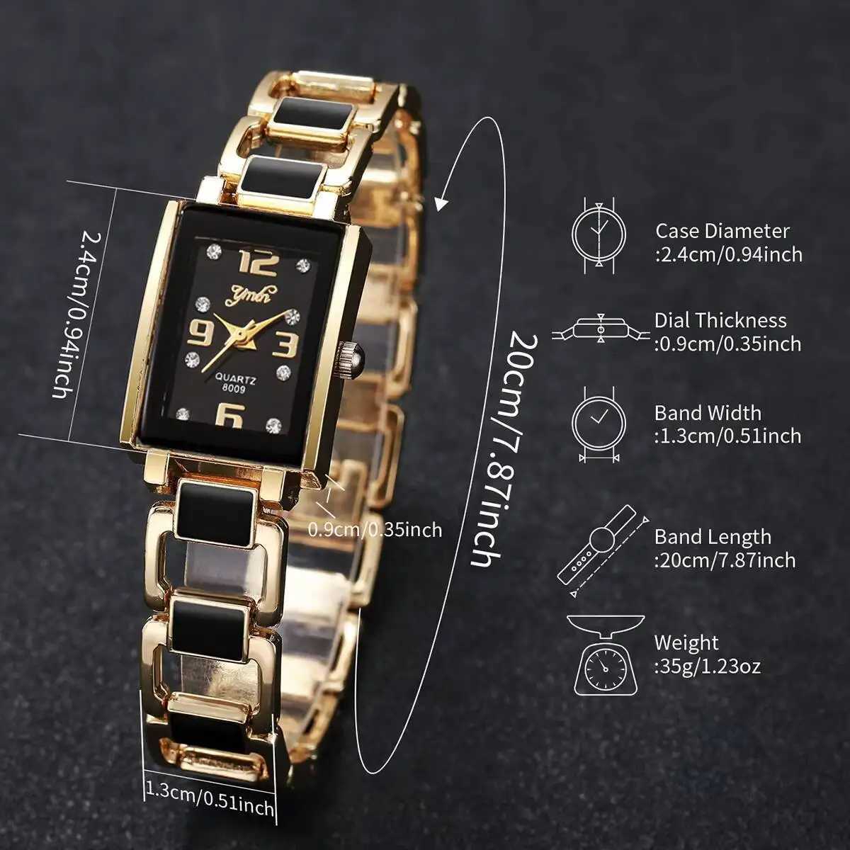 1/2PCS Luxury Rhinestone Rectangle Women Watches Ladies Arabic Dial Quartz Wristwatch Reloj MujerWithout Box Y251212