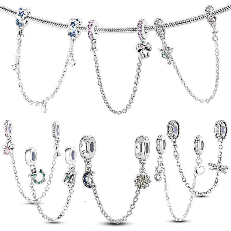 Safety Chain Clasp Clip Charm 925 Sier Moon Star Fit Bracelet DIY For Wan Girl Jewelry Y251212