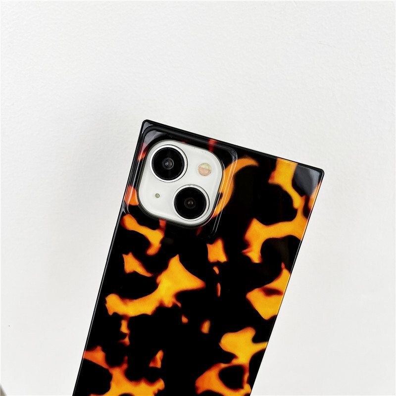European and American Style Personality Lava Flame Pattern Compatible with iPhone 17 Apple 16 Pro Max Phone Case Tortoiseshell Square 15 Soft