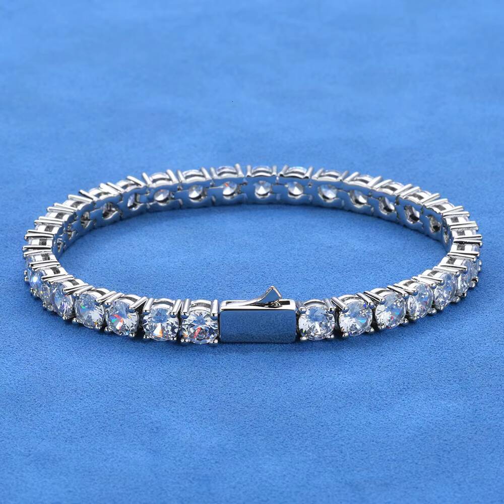 Fashion 2mm-6mm VVS Moissanite Brilliant Cut Claw Setting Tennis Bracelet Luxury Womens Men Gold 925 Sterling Silver Lab Grown