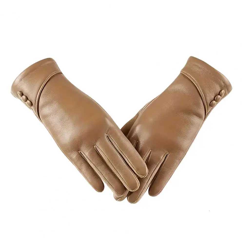 Plush-lined Gloves Plush-lined Winter Cycling Gloves with Touch Screen Windproof Faux Leather Anti-slip Design for Outdoor Y251211