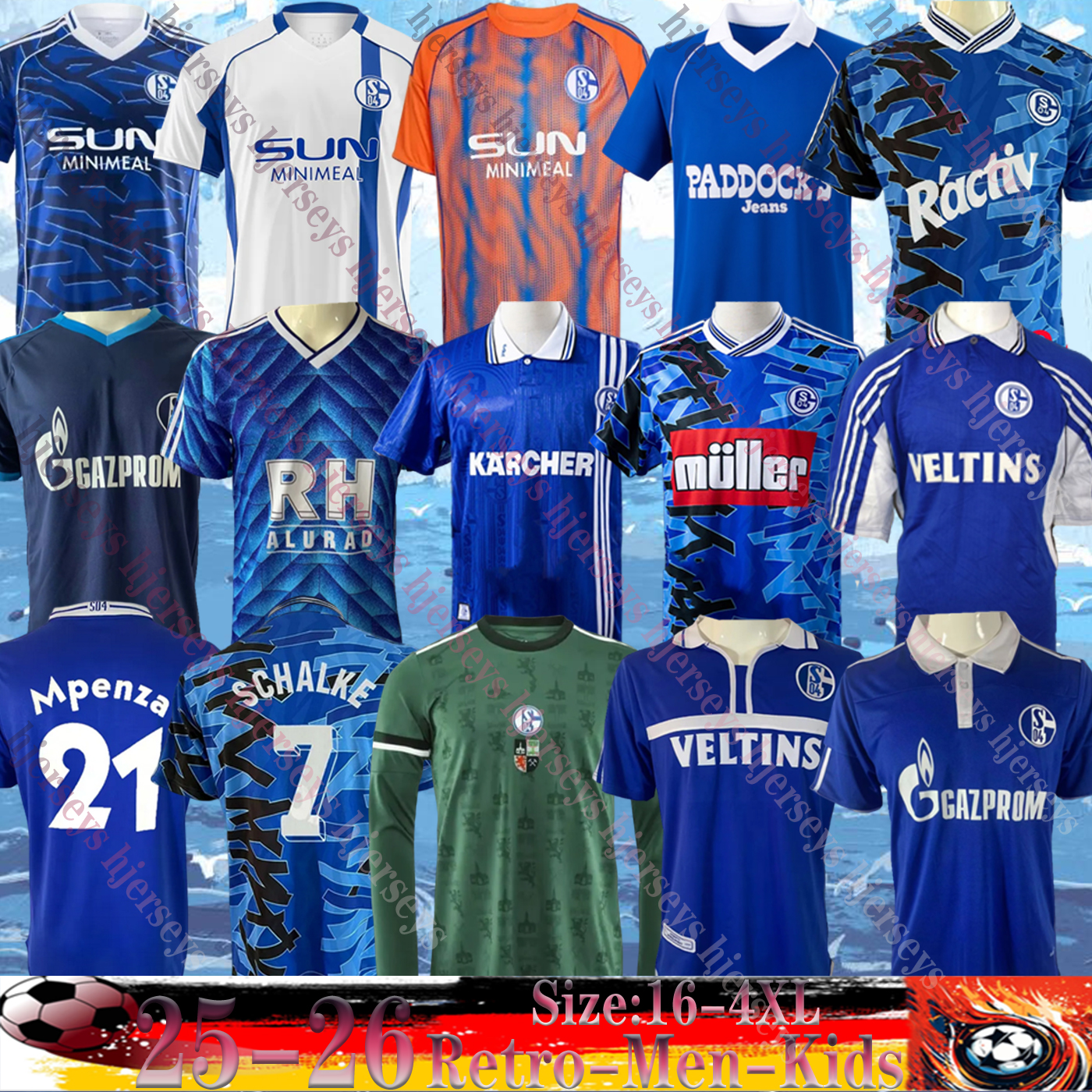 25 26 FC Schalke 04 150 anniversary Soccer Jerseys KARAMAN Retro 1988 89 92 93 94 96 97 98 00 02 10 11 YOUNES SCHALLENBERG TEMPELMANN SYLLA Schalke men kids Football Shirt