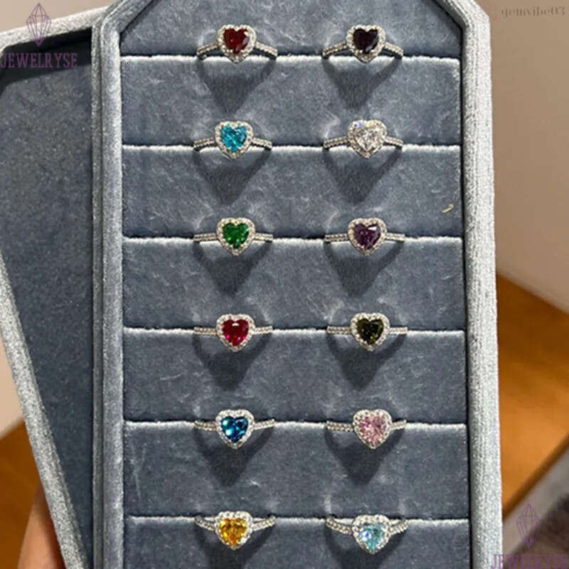 diamond heart love ring for woman 1ct 12 colors 925 sterling silver zirconia engagement wedding designer rings luxury jewelry valentines day friend gi