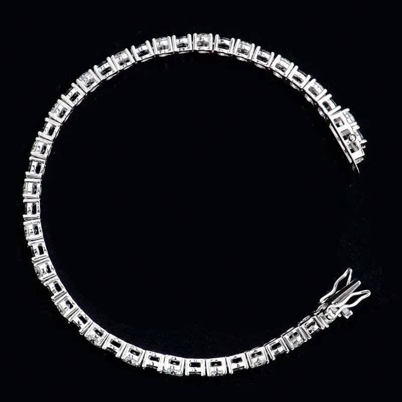 Wholesale Price Fine Jewelry 925 Sterling Silver Rhodium Plated Round CZ 22 Black and Moissanite Diamond Tennis Chain Bracelet