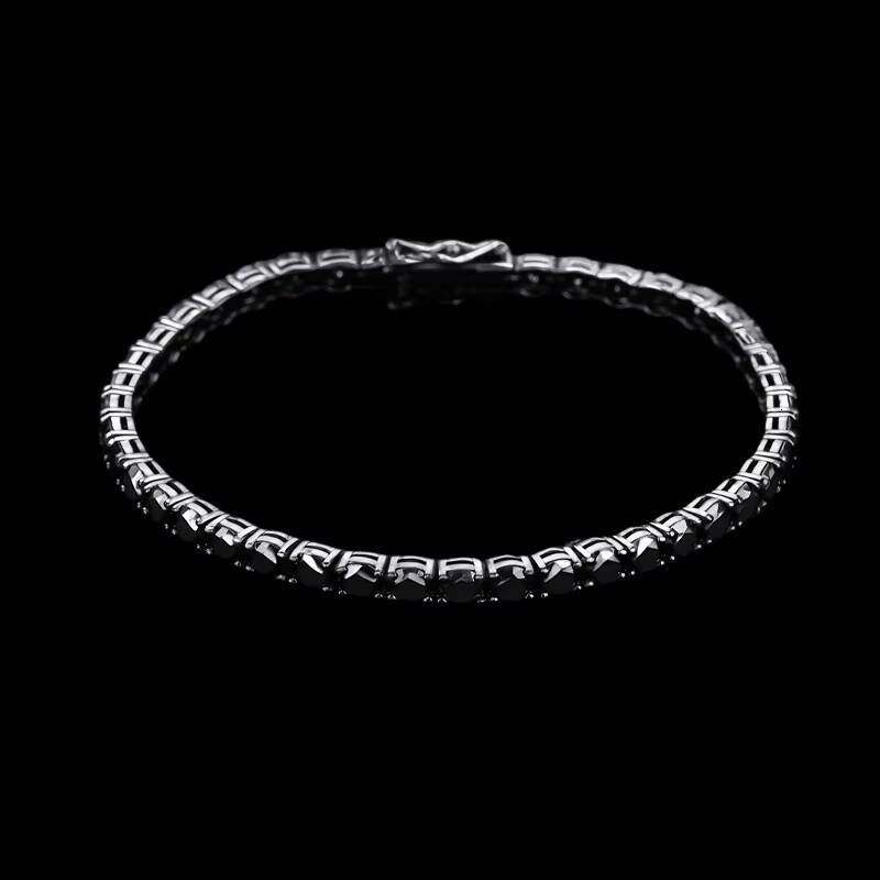 Cheapest Full Black Moissanite Tennis Chain Bracelet 925 Silver Bracelet Hiphop Men Black Moissanite Bracelet