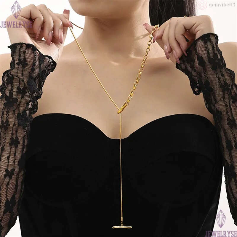 punk long 18k gold chain necklace designer for woman stainless steel OT silver chains necklaces daily outfit fashion women jewelry birthday friend fam