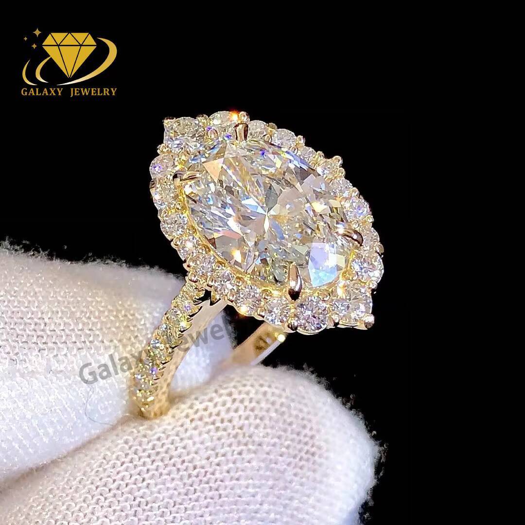 Fine Jewelry 14K Solid Gold Solitaire Lab Diamond Oval Ring IGI Certified Lab Grown Diamond Women Halo Engagement Ring