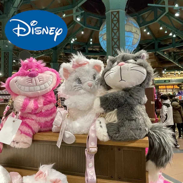 Disney 2024 authentic Marie Lucifer Cheshire cat Linabell plush shoulder bag shanghai disneyland H251212