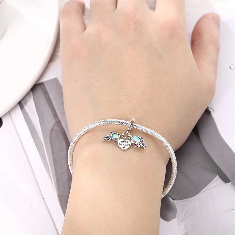Charms 925 Sterling Sier Plated Sister Pendant Set Of Three Pieces Beads Fit Bracelet Diy Gift Wen Delicate Jewelry Y251212