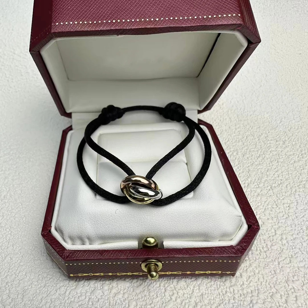 S 925 sterling silver plated 18K gold three ring winding three color lucky bracelet Exquisite couple gift 251209