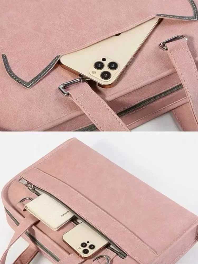 Pink Laptop Shoulder Bag Sleeve Handbag Waterproof MacBook Air Pro 133 14 156 16 Inch PC Case Travel Briefcase ShockproofT251212