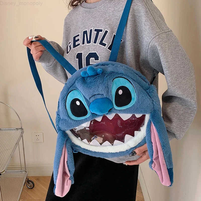 Disney New Genuine Cartoon Cute Stitch Plush Backpack Crossbody Bag Cartoon Design Adult Gift Wholesale H251212
