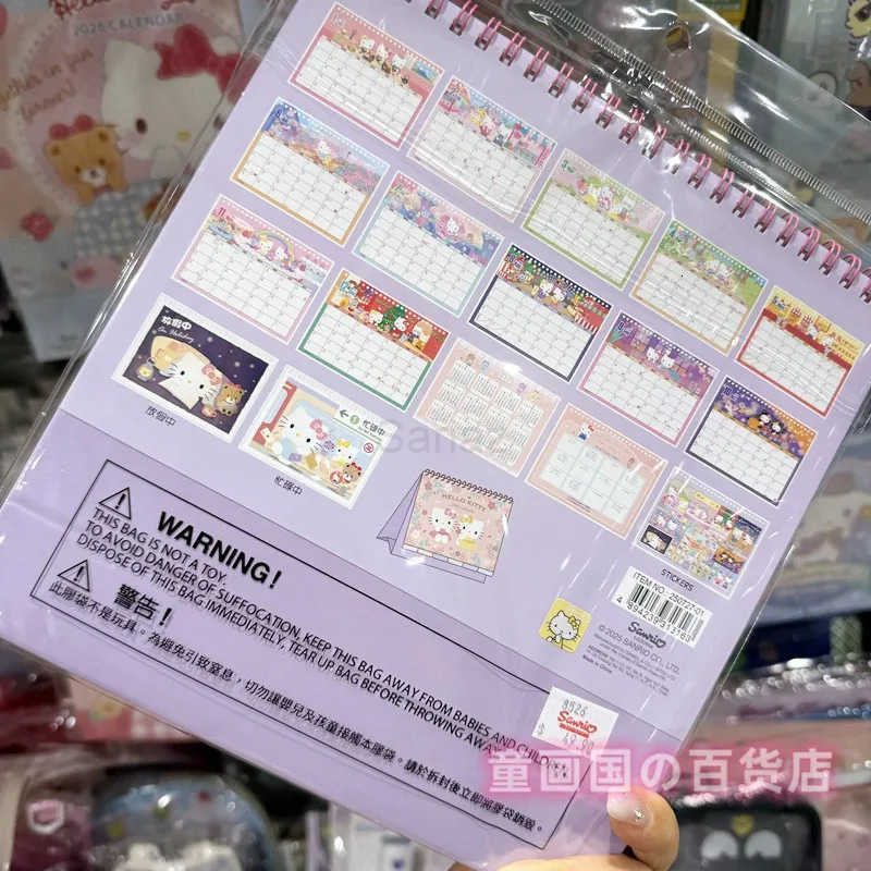 Sanrio 2026 Calendar Little Twin Stars Kuromi Hangyodon Keroppi Cartoon Desk Calendar Decorative Ornaments Anime Plush Toys Gift H251212