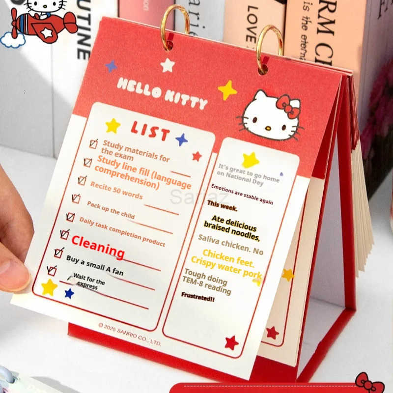 Sanrio 2026 New Hello Kitty Mini Desk Calendar - 2025 Creative Kawaii Desktop Decoration Cute Cartoon High-Aesthetic Planner Office H251212