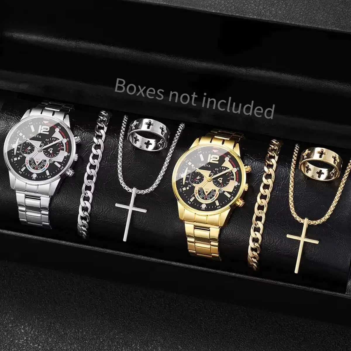 8 Pcs/set Mens Fashion Quartz Watches Luxury Business Watch for Men Jewelry Set Watch Mens Watch Without Box Y251212
