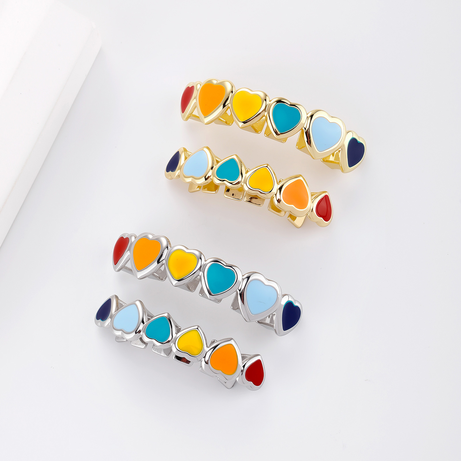 Mixed Color Vampire Up Single Teeth Grills Real Gold Plated Bottom Hip Hop Fang Grillz Fake Dental Tooth Grill Cap Decoration Wolf Tide Piercing Jewel