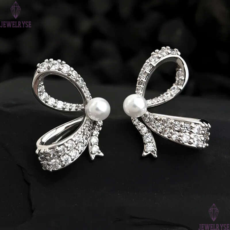 original pearl stud designer earring for woman party copper bowknot earrings women ear clip jewelry S925 silver needle womens family friend gift