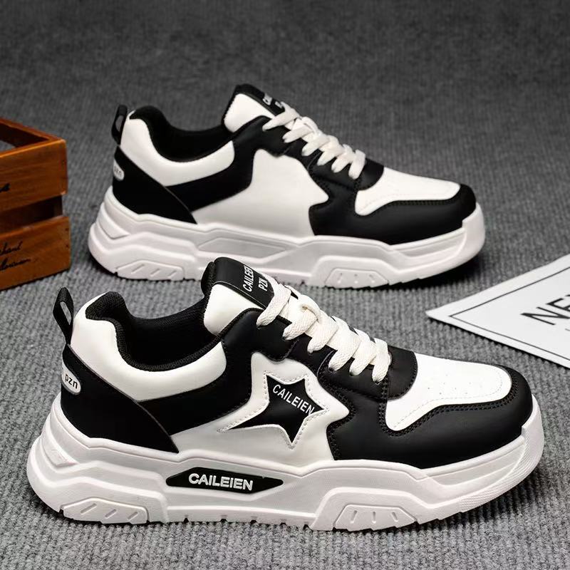 2025 Autumn New Breathable White Shoes Men's Trendy Versatile Thick soled Sports Shoes Casual Board Shoes