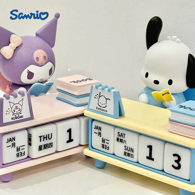 Sanrio Kuromi Pochacco Desk Calendar Ornaments Anime Cartoon Figures Model Removable Desktop Calendar Decorative Tabletop Decoration H251212