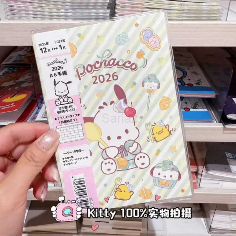 Sanrio 2026 Calendar Planner A6 Japanese-Made Notebook Melody Kuromi Cinnamoroll Pochacco Hangyodon Planner Toys Friends Birthday Gifts H251212