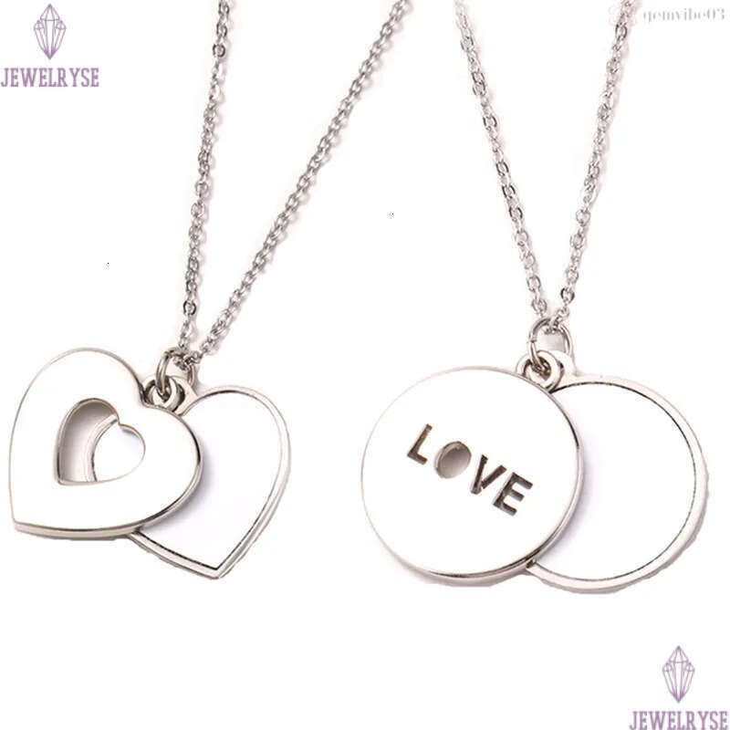 Fashion Thermal Transter Sublimation Blank Necklace Heart Love Pendants Necklaces DIY Silver Valentines Day Gift Lovers Designer Jewelry For Women Men