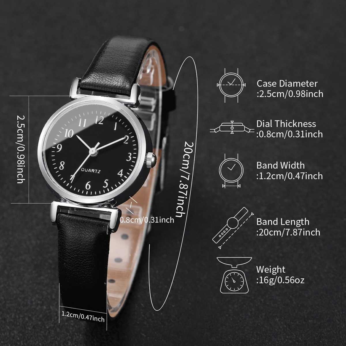 3PCS Fashion Small Arabic Dial Women Watches Ladies Leather Strap Quartz Wristwatch Jewelry Set Without Box Y251212
