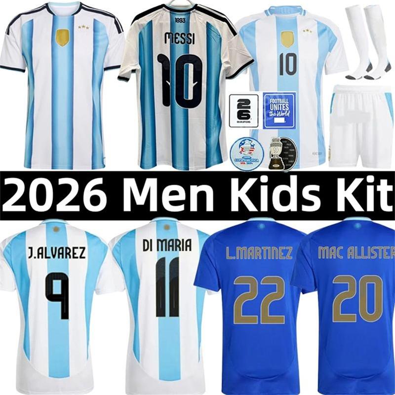 2026 World Cup Argentina MESSIS Soccer Jerseys Lautaro MARTINEZ J. Alvarez Enzo Mac Allister DYBALA DI MARIA MARADONA DE PAUL Romero Garnacho Kids Kit home away