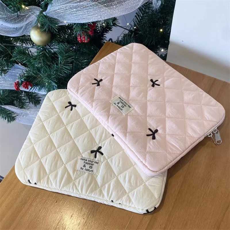 Cute Bow Embroidery Computer Bag Tablet Sleeve Case 11 133 14 156 Inch Women Laptop Sleeves for Macbook Ipad HP ASUS XiaomiT251212