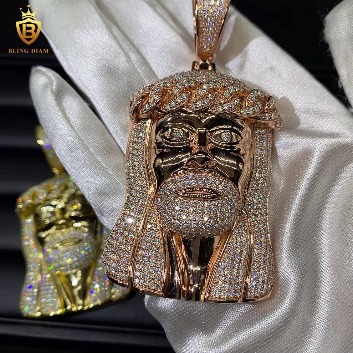 Iced Out Jesus Pendant Necklaces 925 Sterling Silver Gold Plated D VVS Moissanite Diamond Pendant GRA Certified Pendant Charms
