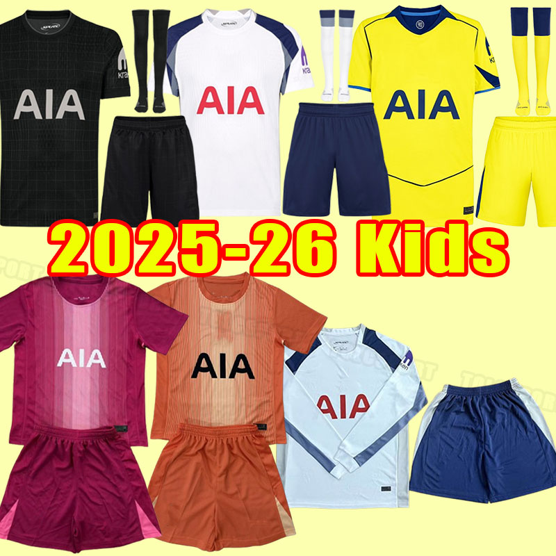 Child Full Set KULUSEVSKI SON Soccer JerseyS 25 26 RICHARLISON HOJBJERG SPENCE PERISIC DIER 2025 2026 LUCAS TOTTENHAM kit ROMERO Football shirt kids goalkeeper long