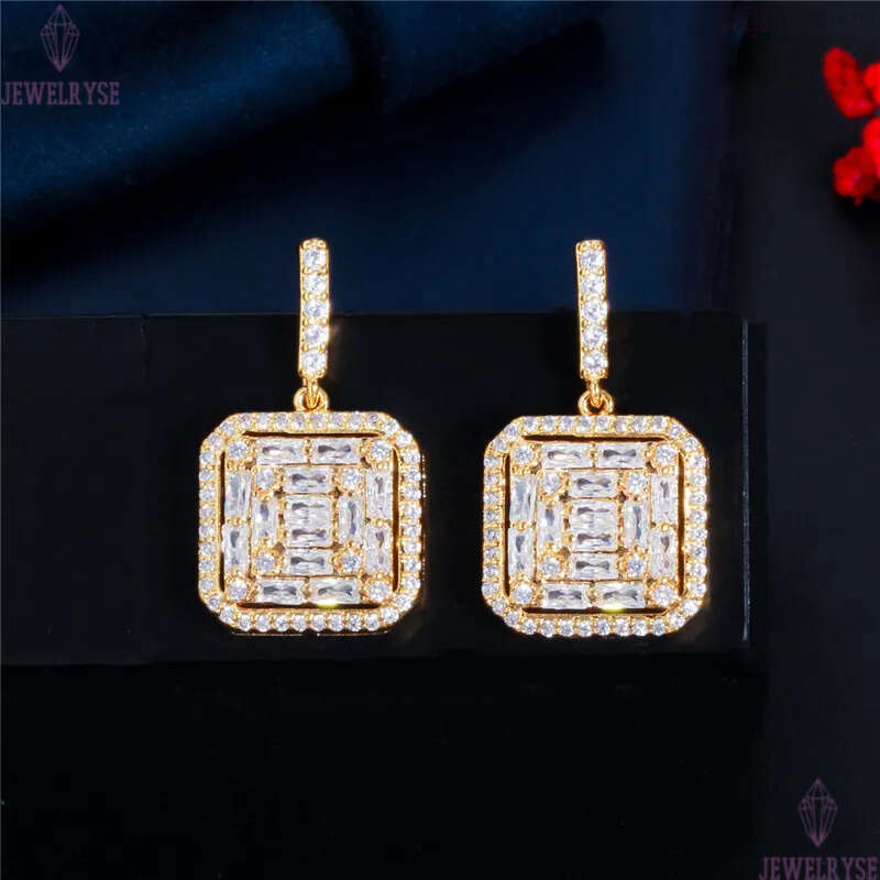 Luxury designer earring Jewelry Square 925 Silver Post Charm Earrings AAA Cubic Zirconia Copper 18k Gold White CZ Earring For Women Party Girls Valent