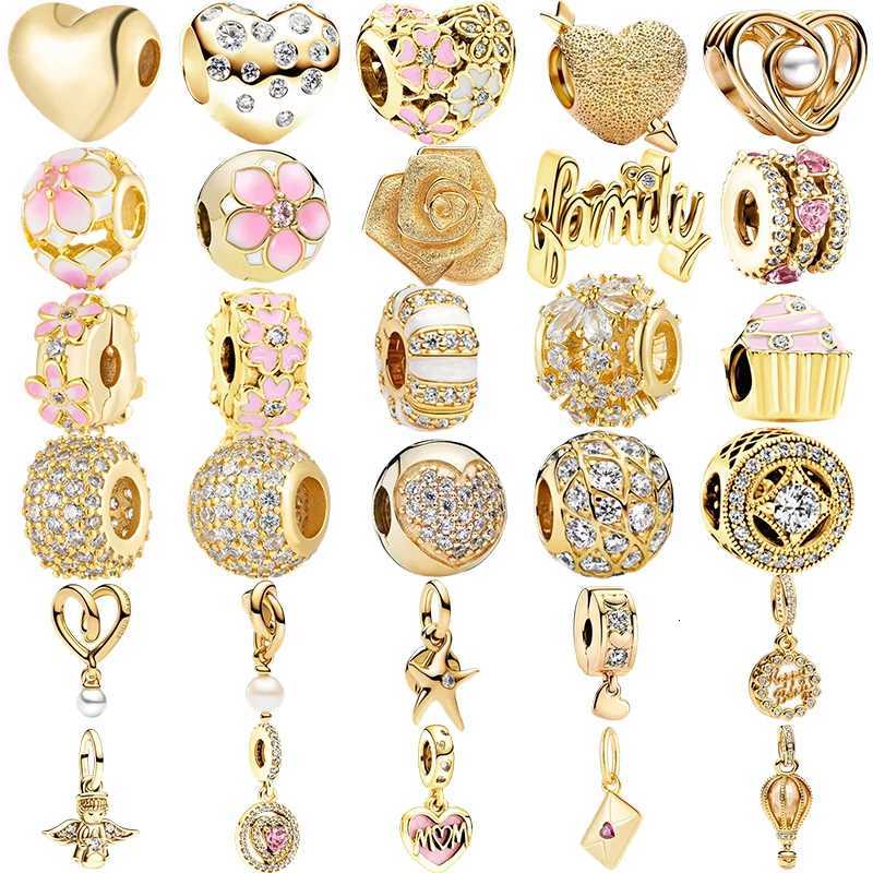 Hot New Sparking Gold Charm Beads Dangle European Fit Sier Snake Bracelet Necklace Beads For Diy Jewelry Wen Gift Y251212