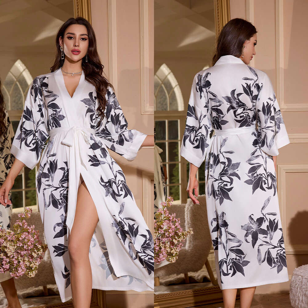 Pajamas for Women Designer Luxury 2026 Pajamas Spring and Autumn New Style Three-Quarter Satin Plus Size Nightgown Women's Long Sleeve Loungewear