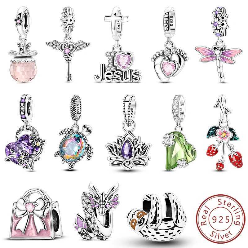 S925 Sier Charms Beads Lotus wer Sterry Sloth Pendant Fit Bracelet Diy Wan Jewelry Y251212