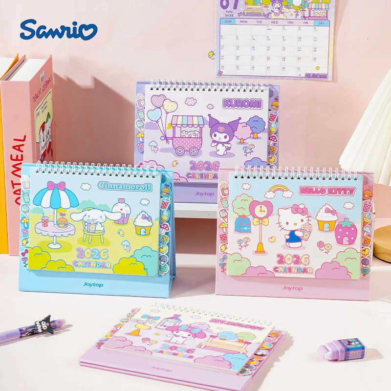 Sanrio 2026 Hello Kitty Cinnamoroll Small Desk Calendar Cartoon Kuromi My Melody Student Memo Calendar Desktop Ornaments Gifts H251212