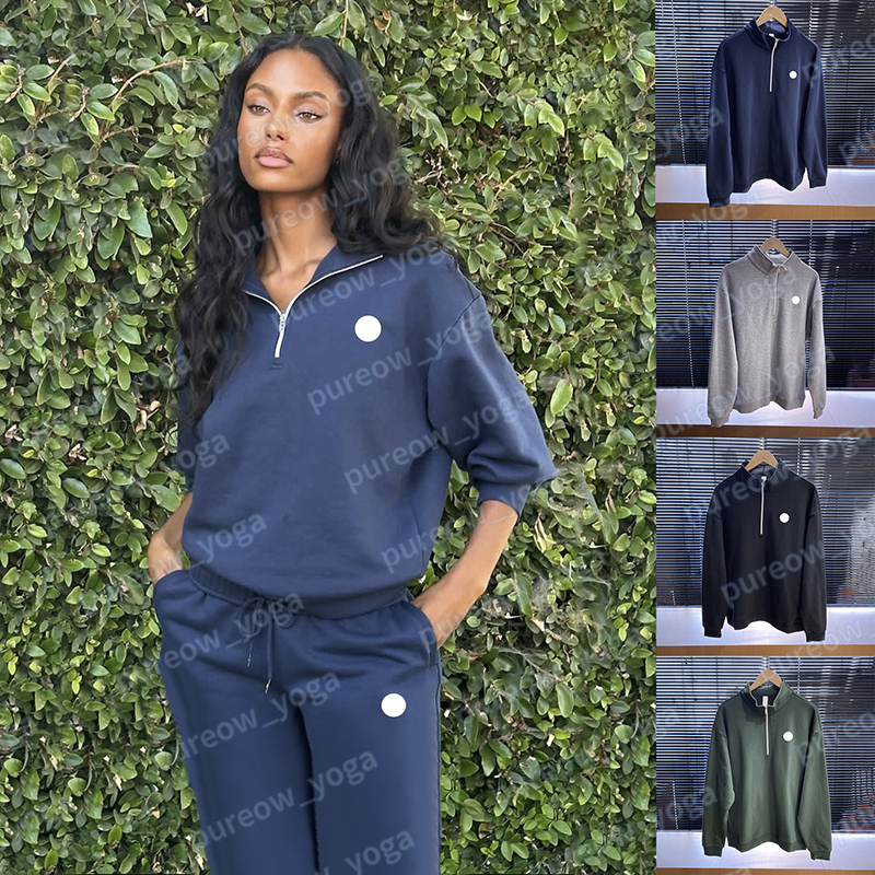 Yoga Stand Collar 1/4 Zipper Up Hooded Sweatshirts Mens Womens Sportswear Hoodies Outfit Loose Warm Sweatshirt Unisex Crew Neck Pullover Hoodies Silver on Chest