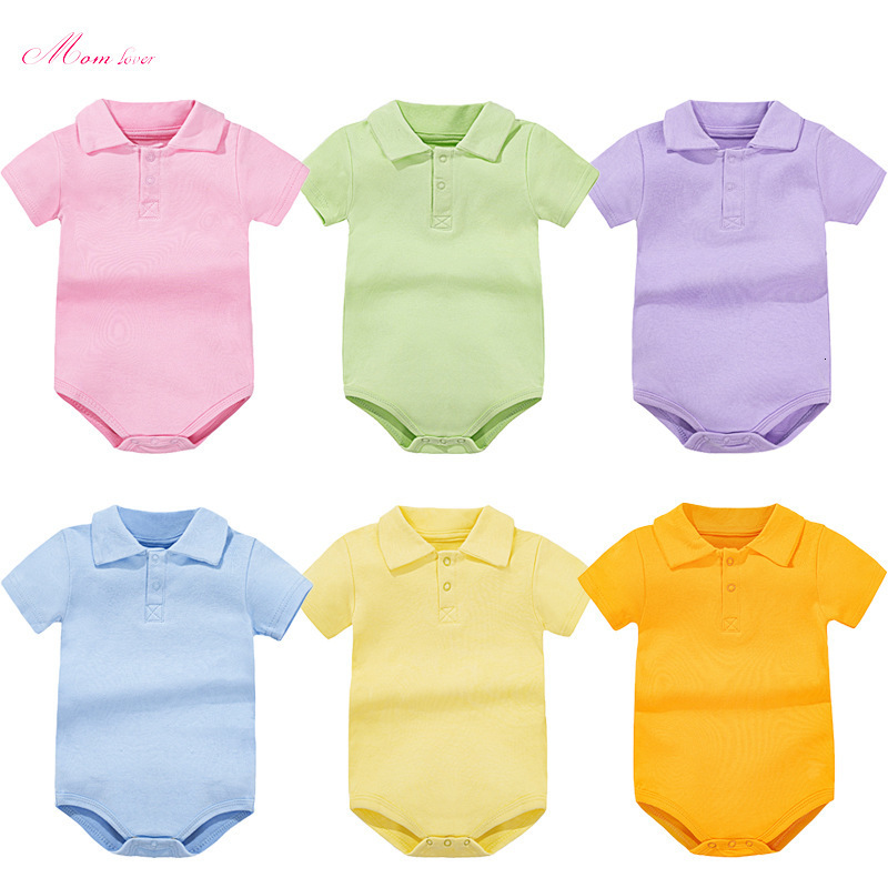 born Baby Romper 0-24 Months Summer Solid Colours Polo Infant Boy Girl Clothes jumpsuit born Bebies Roupas 211101