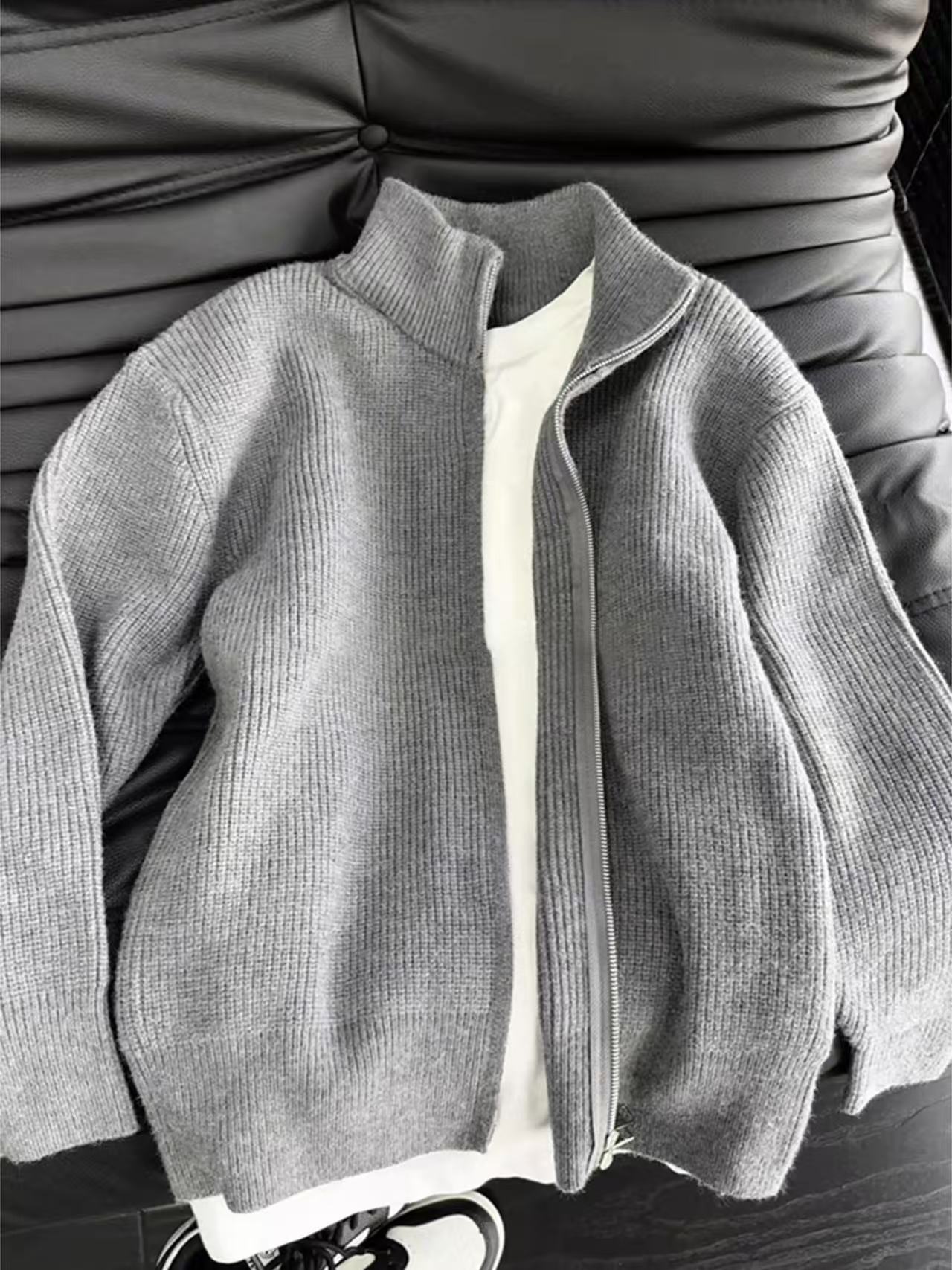 Men's sweater jacket is a clean and versatile, form-fitting sweater jacket