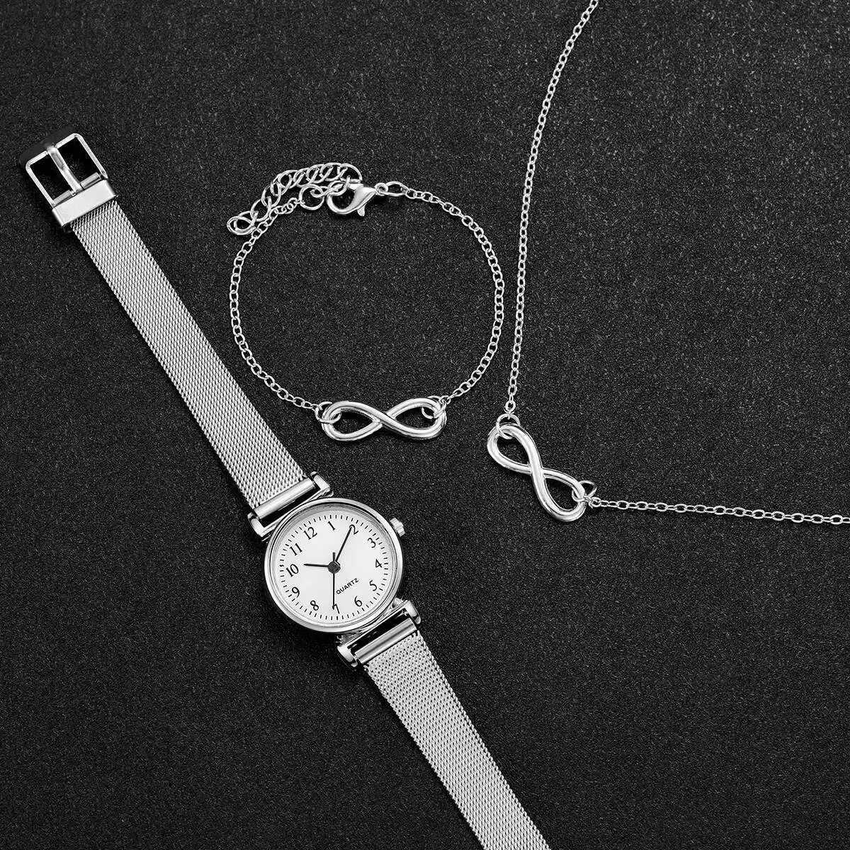 3PCS/Set Fashion Arabic Dial Women Quartz Watch Casual Mesh Strap Wristwatch Jewelry Set Reloj Mujer Without Box Y251212