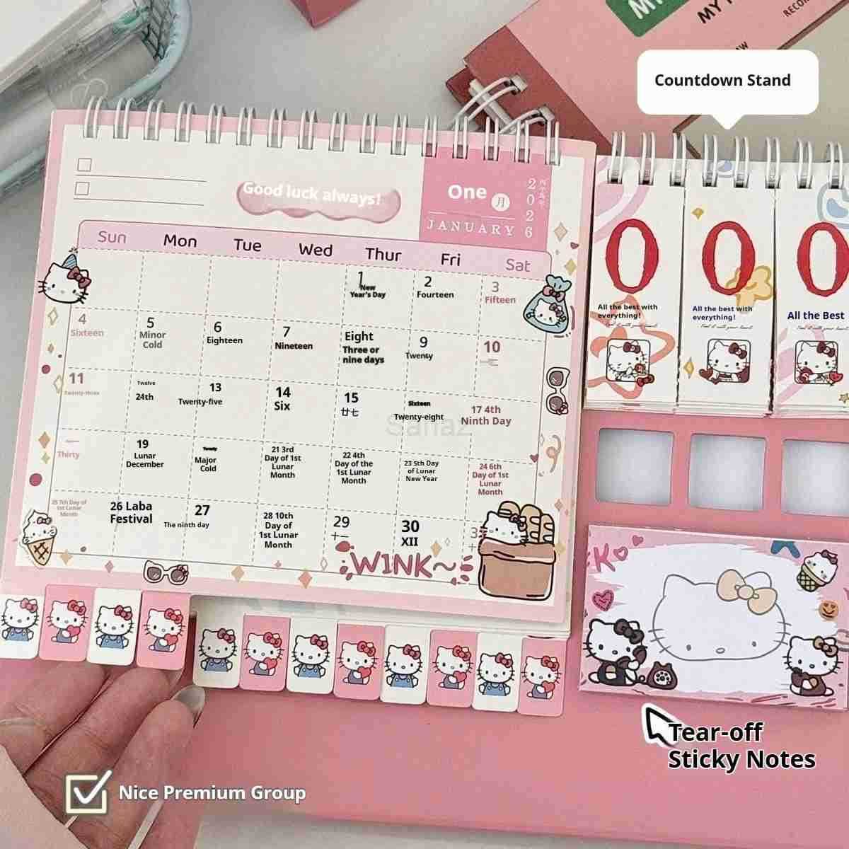 Sanrio Cute 2026 Hello Kitty Large Desk Calendar - Kawaii High-Aesthetic Desktop Decoration Student Check-In Planner Birthday Gifts H251212