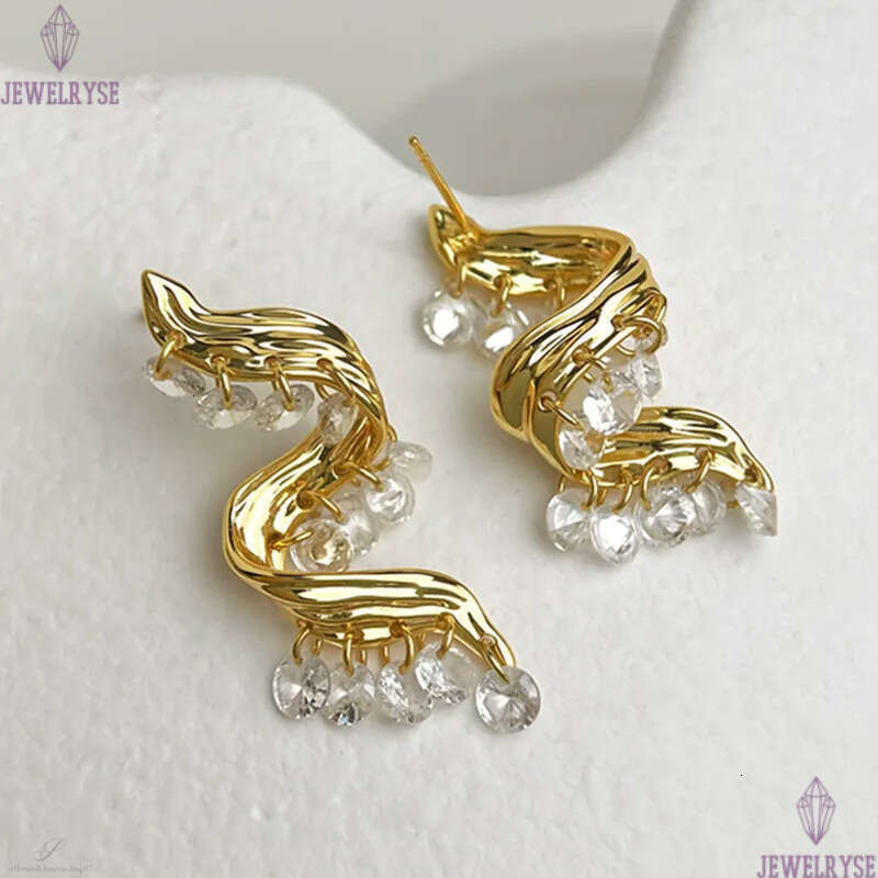 original 18k gold CZ tassels stud designer earring for woman travel charm AAA cubic zirconia earrings ear clip jewelry S925 silver needle womens frien