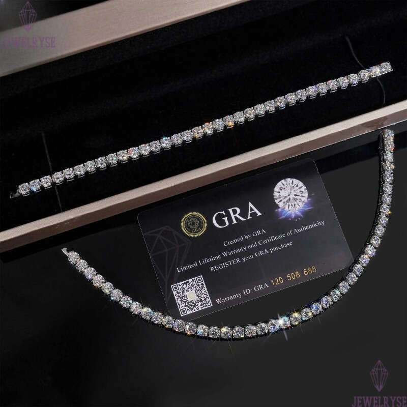 RTS 316L Never Tarnish Chain Stainless Steel VVS Moissanite Lab Dia 4mm 5mm Tennis Bracelet