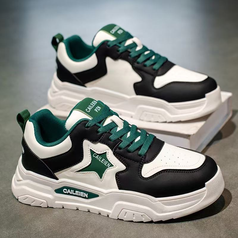 2025 Autumn New Breathable White Shoes Men's Trendy Versatile Thick soled Sports Shoes Casual Board Shoes
